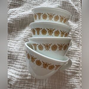 Corelle Vintage Butterfly Gold Hook Handle Tea/Coffee Cups Set of 4